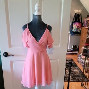 Elegant Pink Off-Shoulder Dress. Great for Spring And Summer Events.